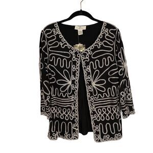 New Once Again Embellished‎ Embroidered Knit Cardigan, size M, button down